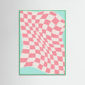 Mint Wood Pink Checker Cloth Poster