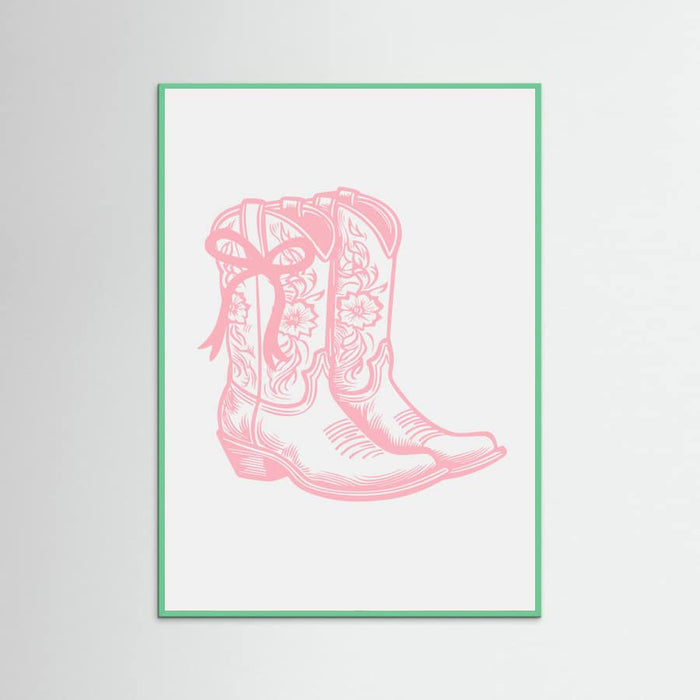 Pink Cowgirl Boots with Bow Poster – plakat og kunsttryk