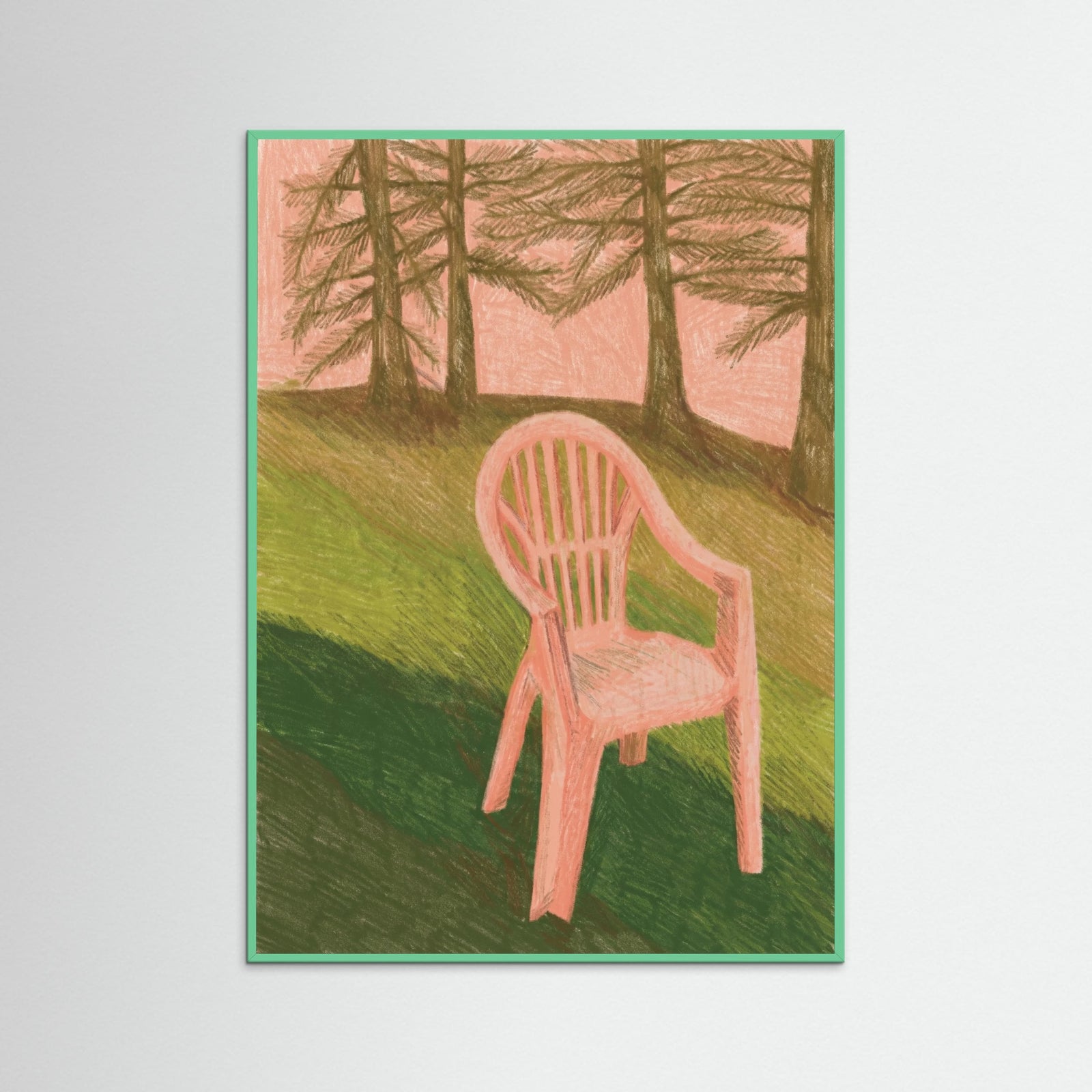 Mint Wood Pink Lawn Chair