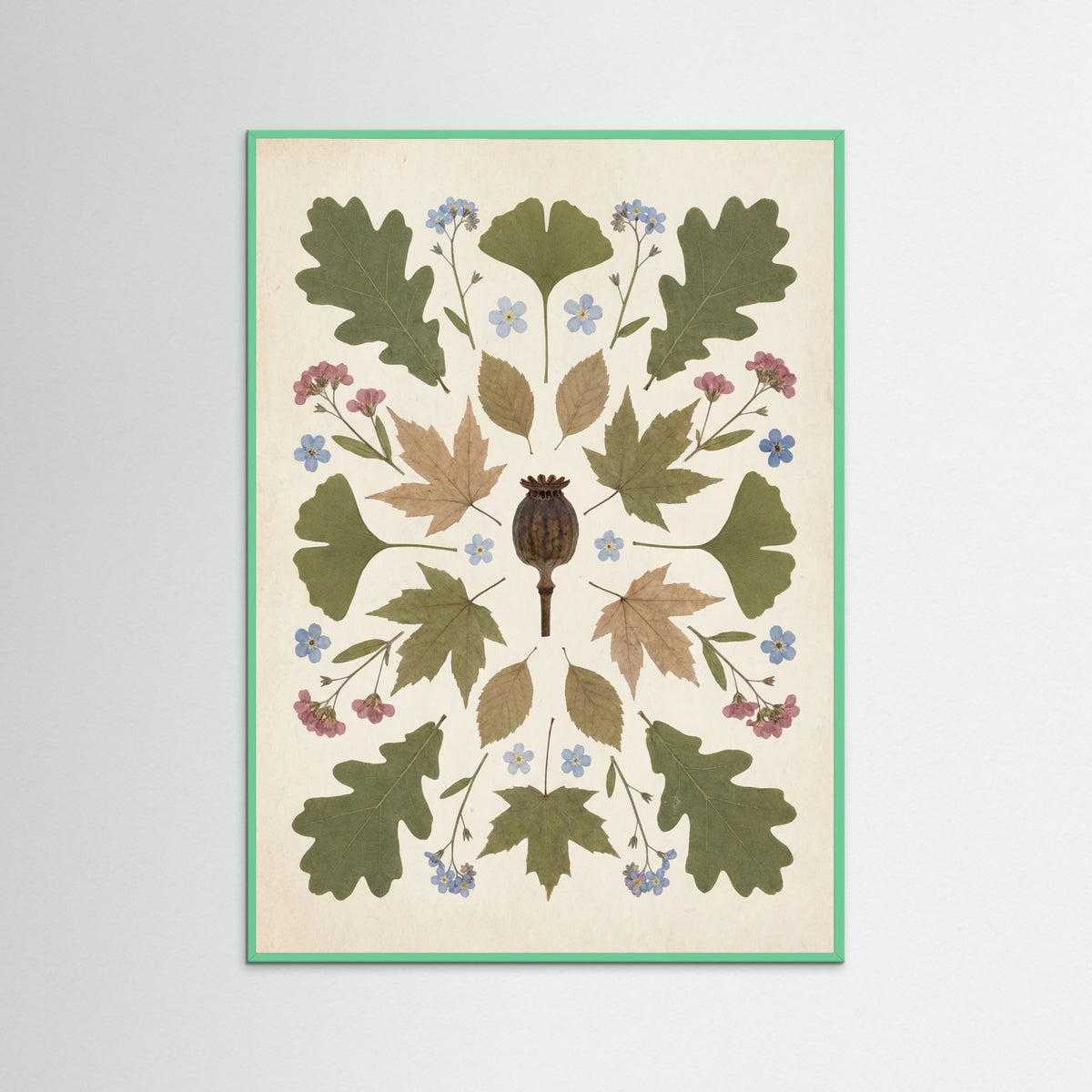 Mint Wood Pressed Garden Blooms