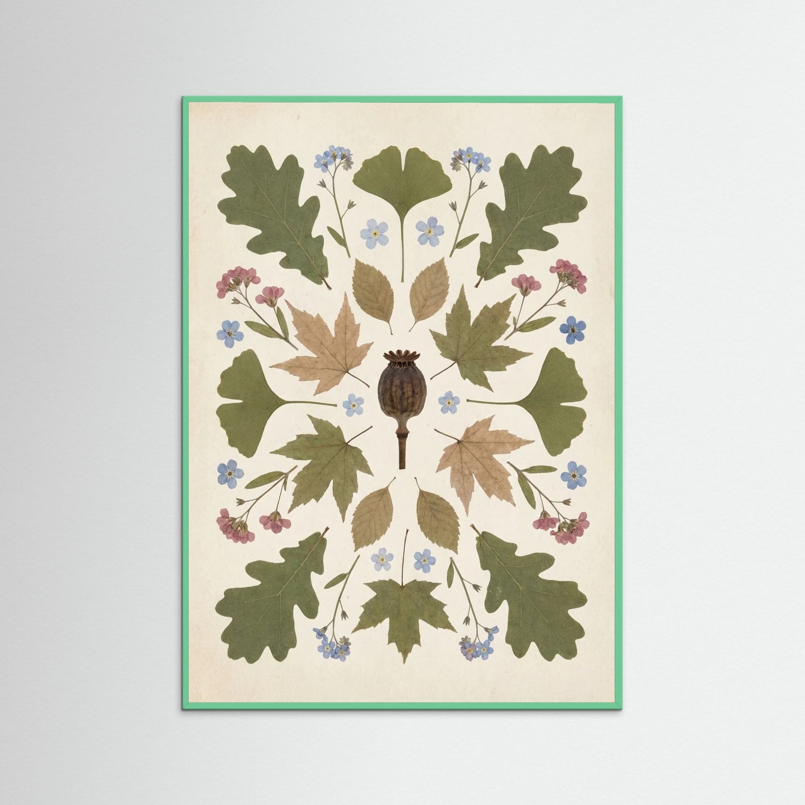 Mint Wood Pressed Garden Blooms