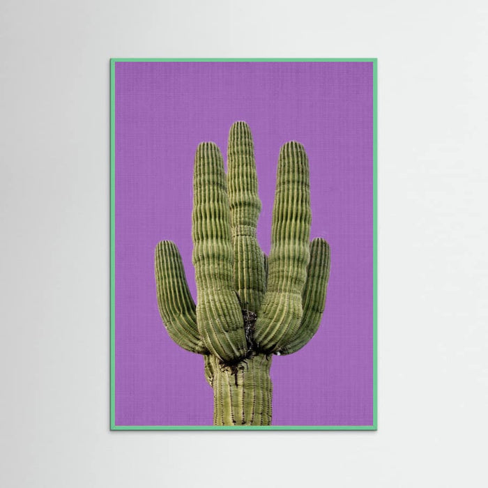 Mint Wood Purple Cactus Poster