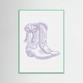 Purple Cowgirl Boots with Bow Poster – plakat og kunsttryk