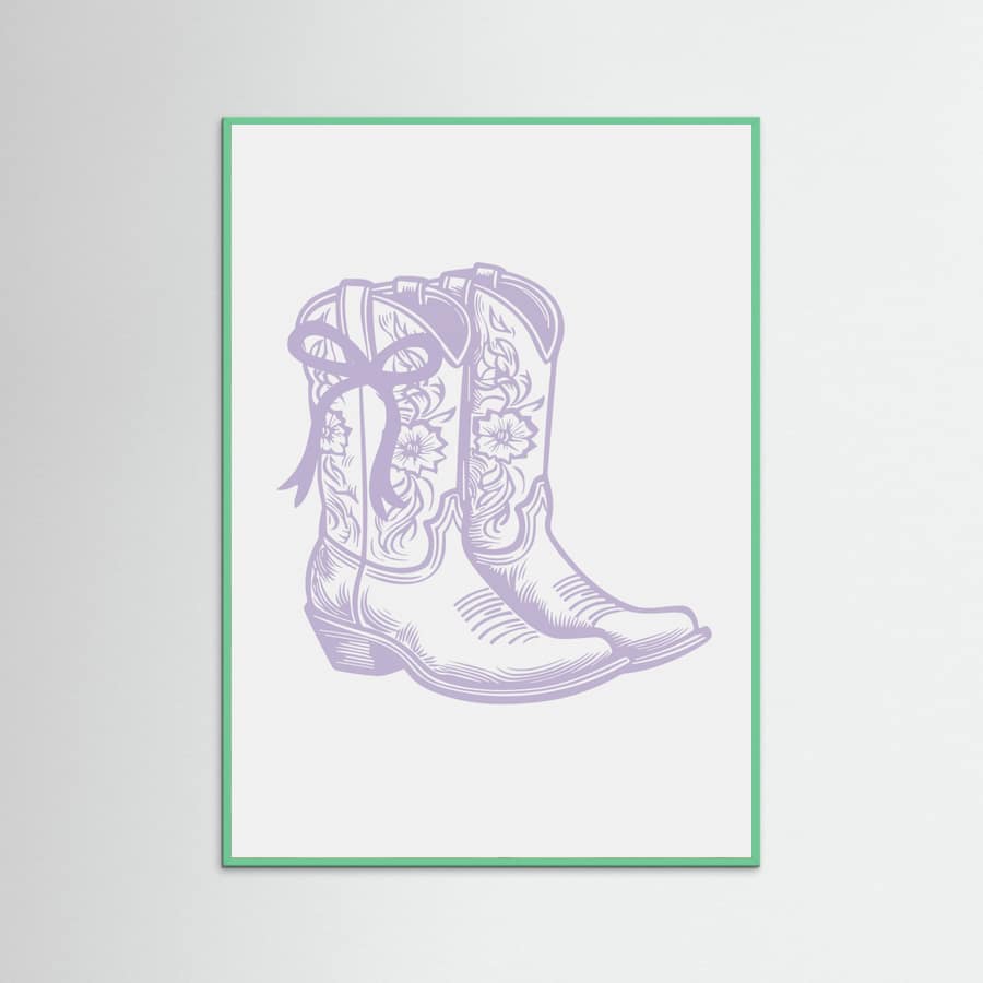 Purple Cowgirl Boots with Bow Poster – plakat og kunsttryk