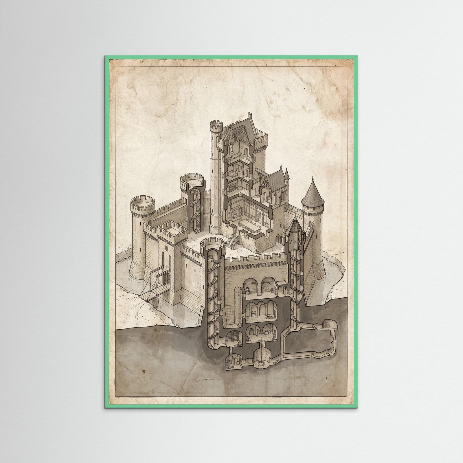 Mint Wood Pyramid Interior Blueprint