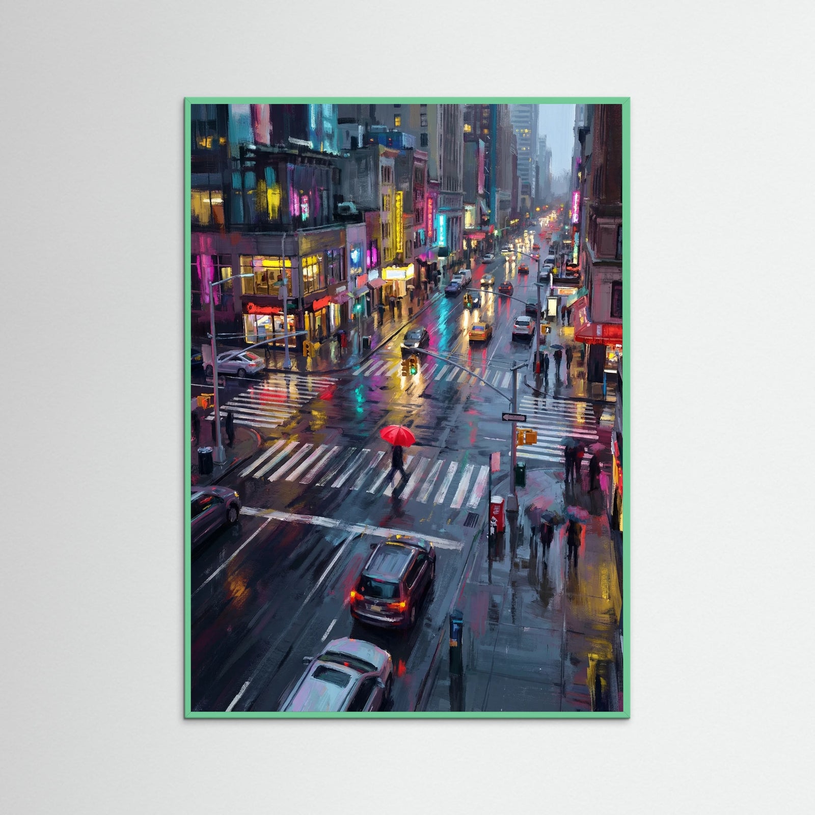 Mint Wood Rainy City Umbrellas