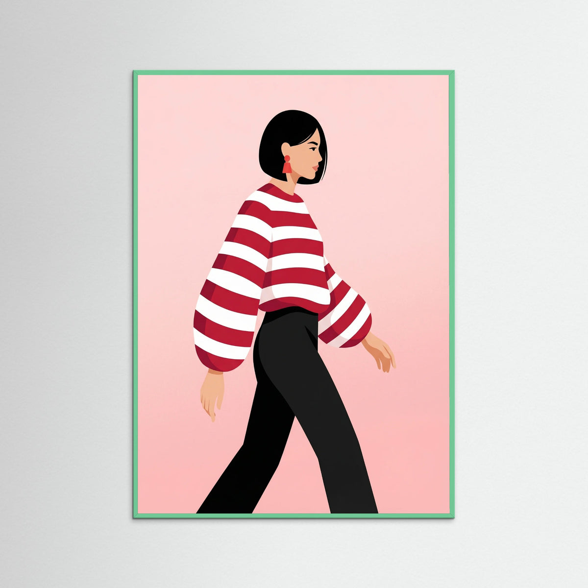 Mint Wood Red Stripes Sway