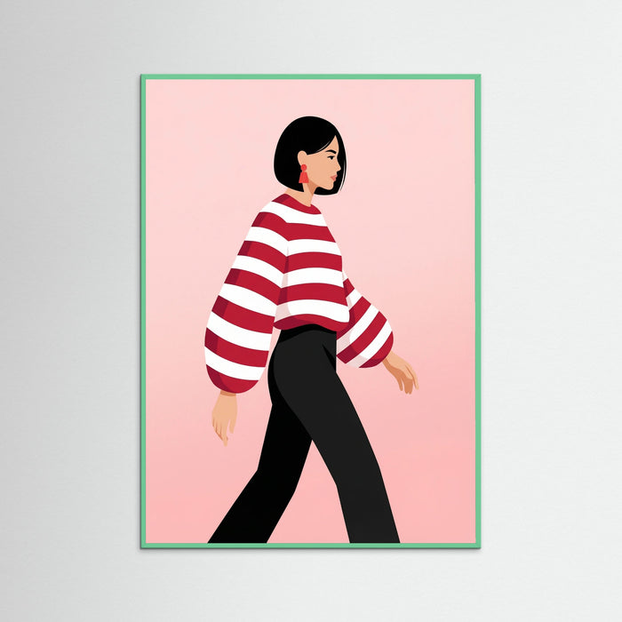 Mint Wood Red Stripes Sway