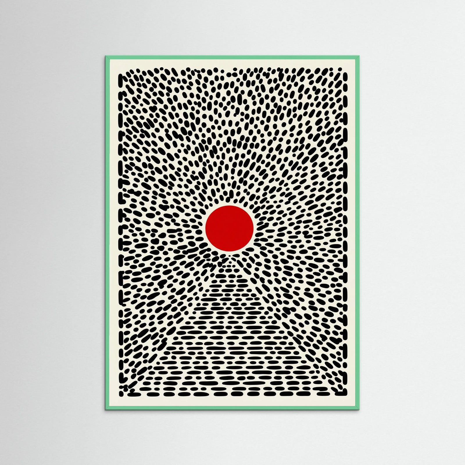 Mint Wood Red Sun Burst