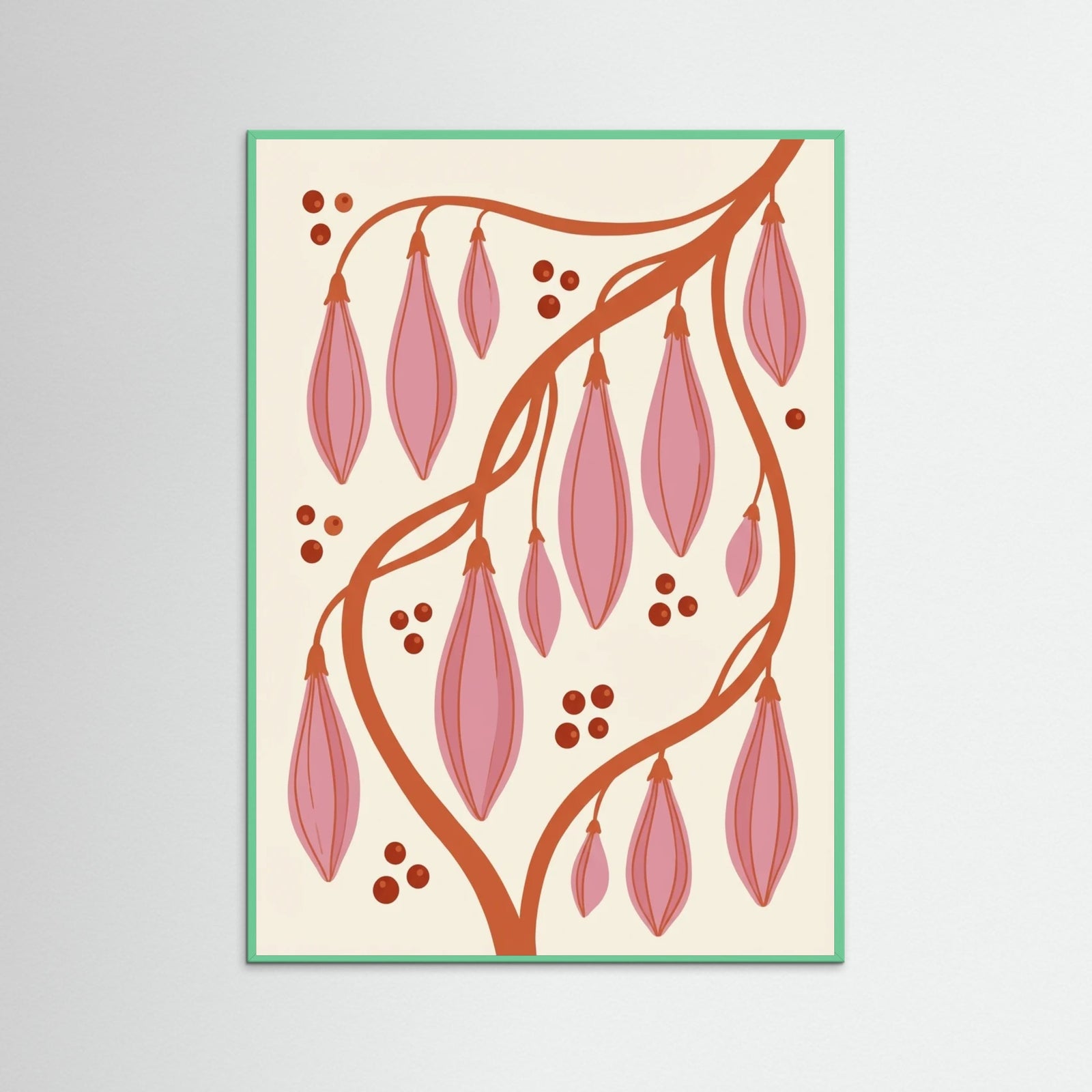 Mint Wood Retro Blooms