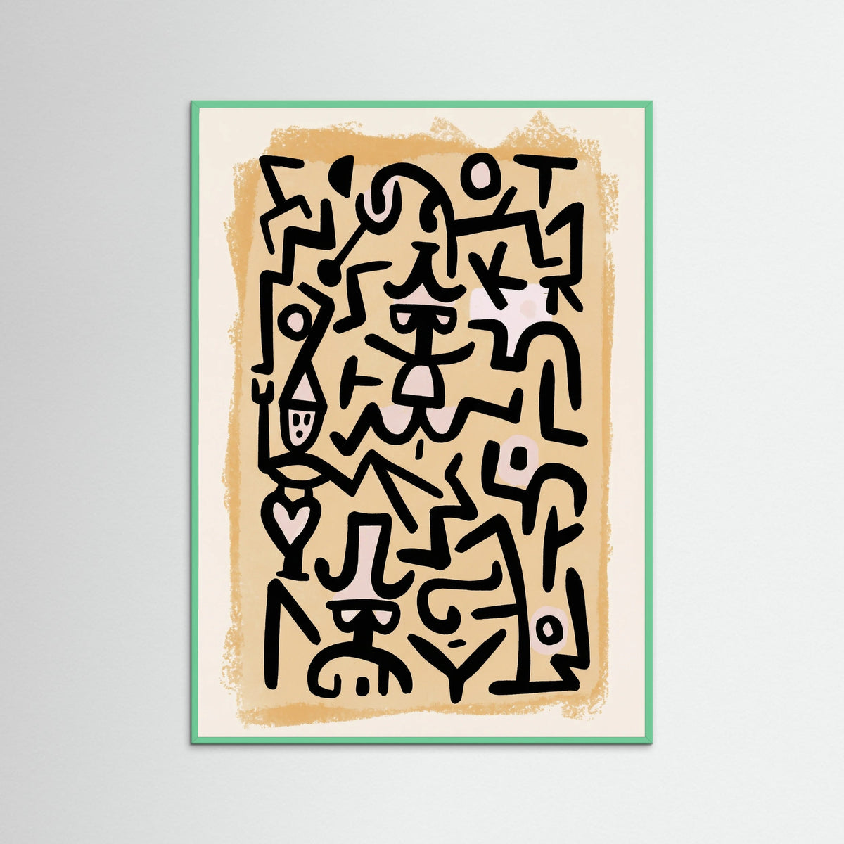 Mint Wood Rhythmic Abstract Figures
