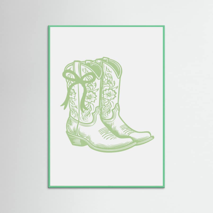 Sage Green Cowgirl Boots with Bow Poster – Poster und Kunstdruck