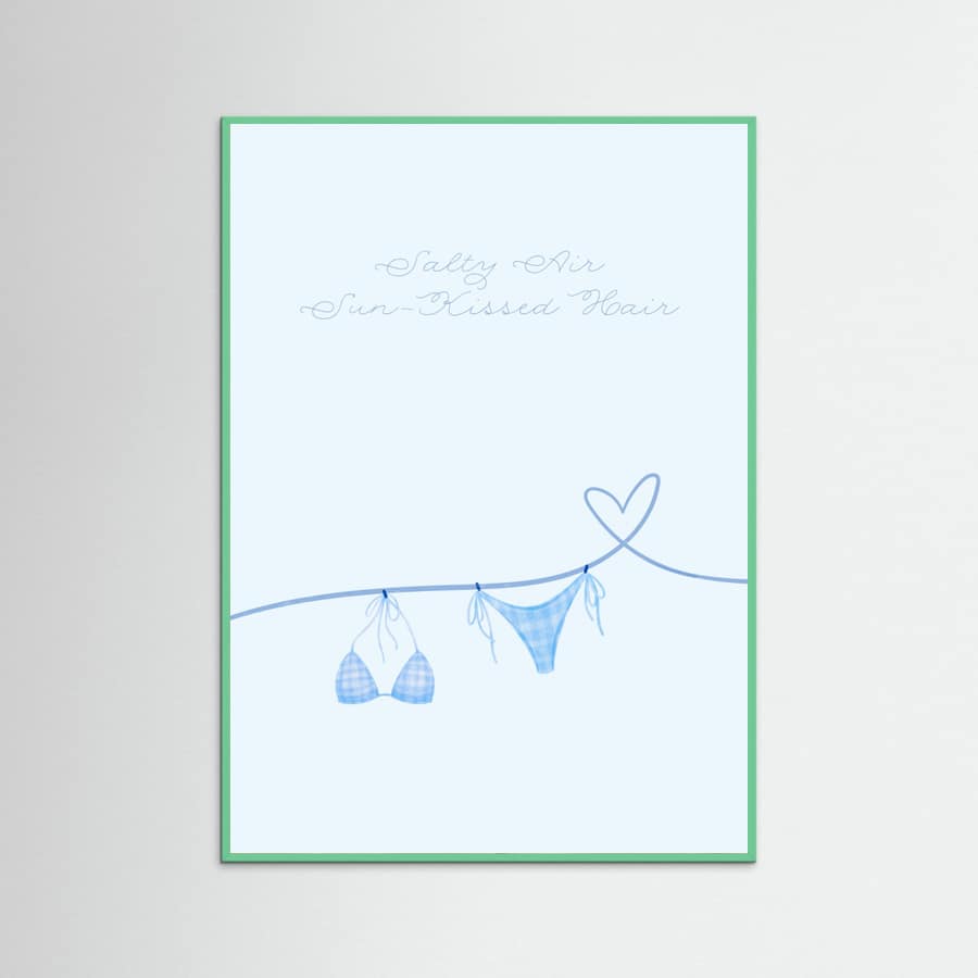 Salty Air Sun Kissed Hair Blue Bikini Poster – poster and art print
