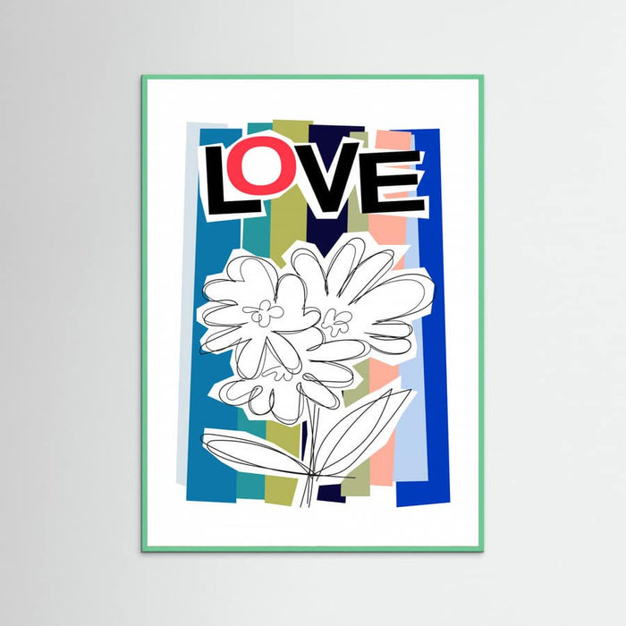 Póster Scribble Flower Blue – póster e impresión artística