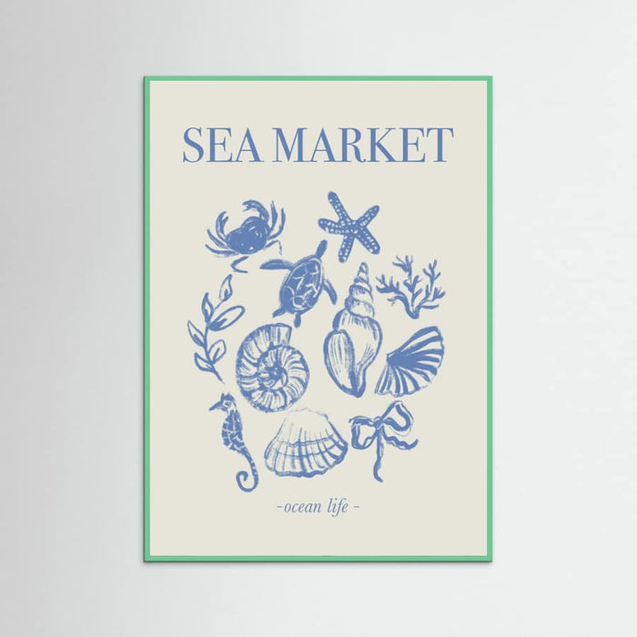 Sea Market Blue Artprint Poster – plakat og kunsttryk