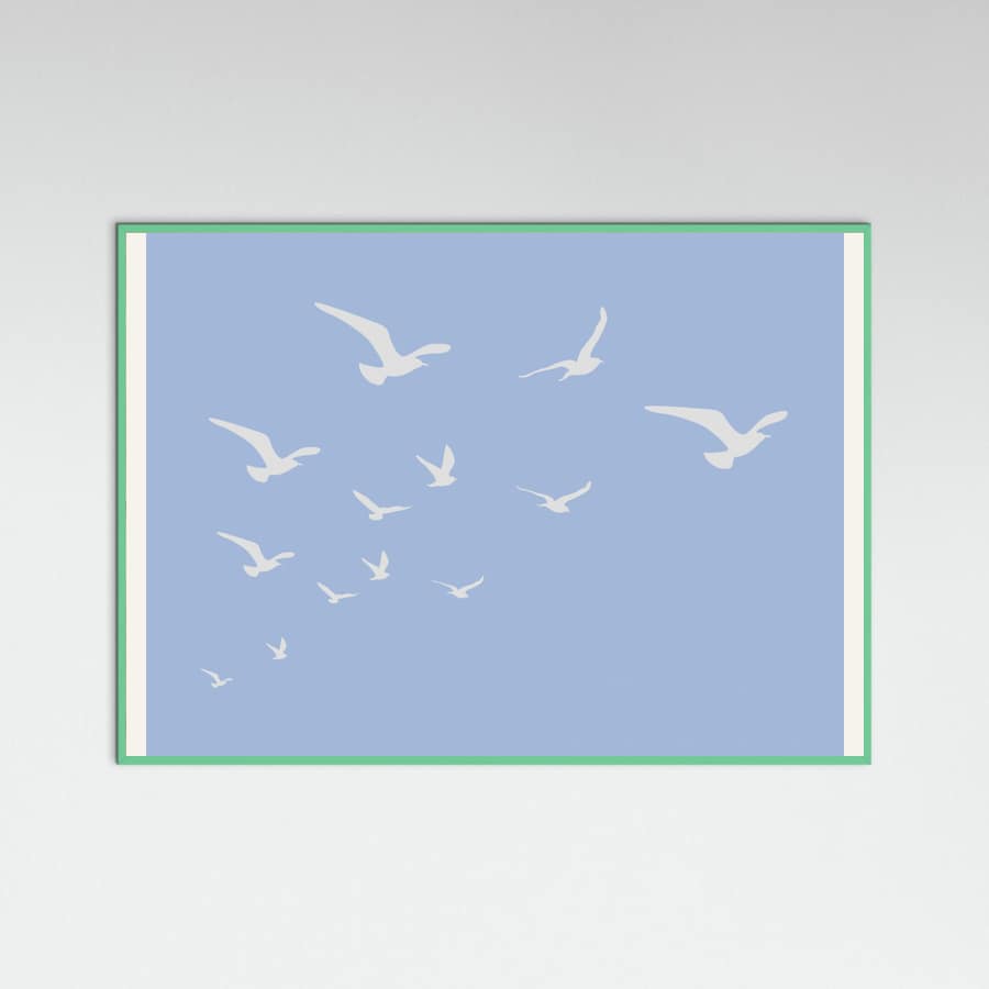 Seagulls Blue Background Poster – plakat og kunsttryk