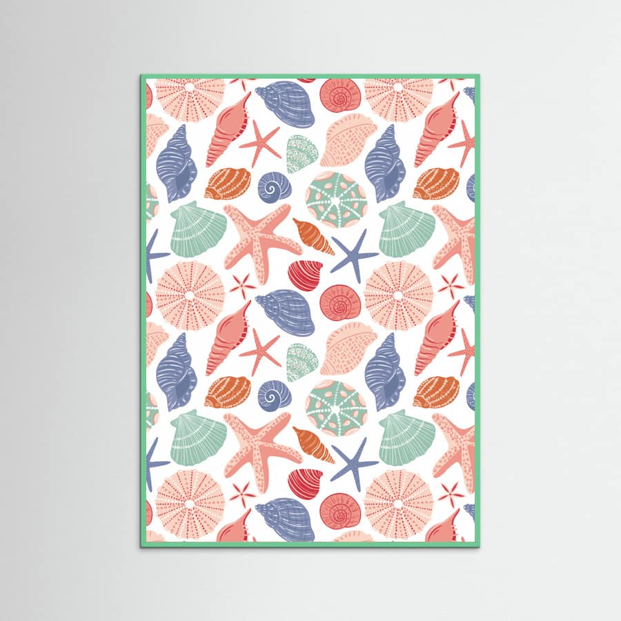 Seashells and Starfish - White Poster – poster and art print