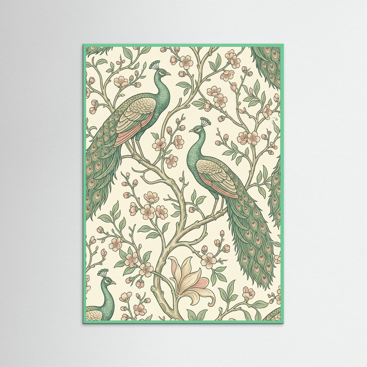 Mint Wood Silver Sky Vines