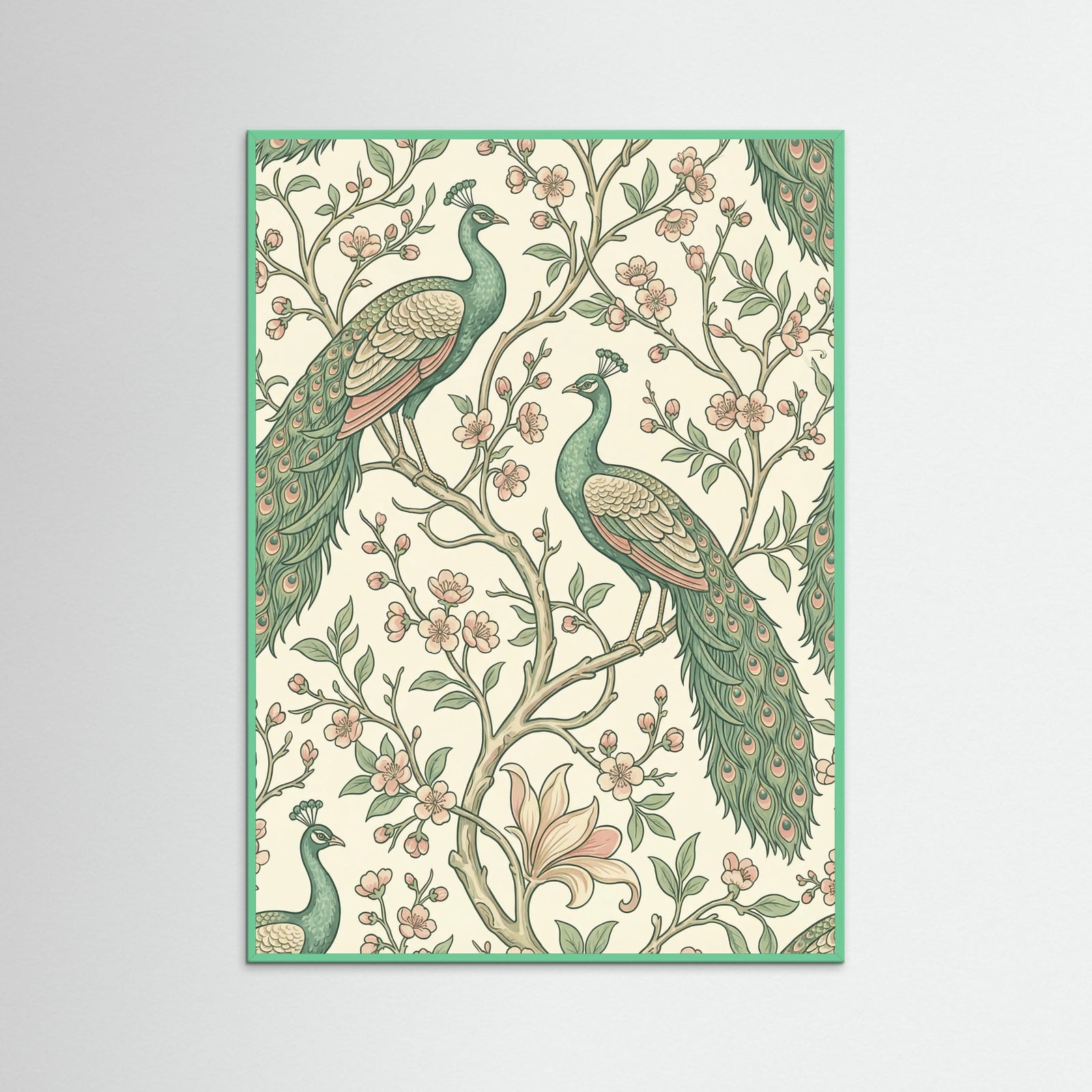 Mint Wood Silver Sky Vines