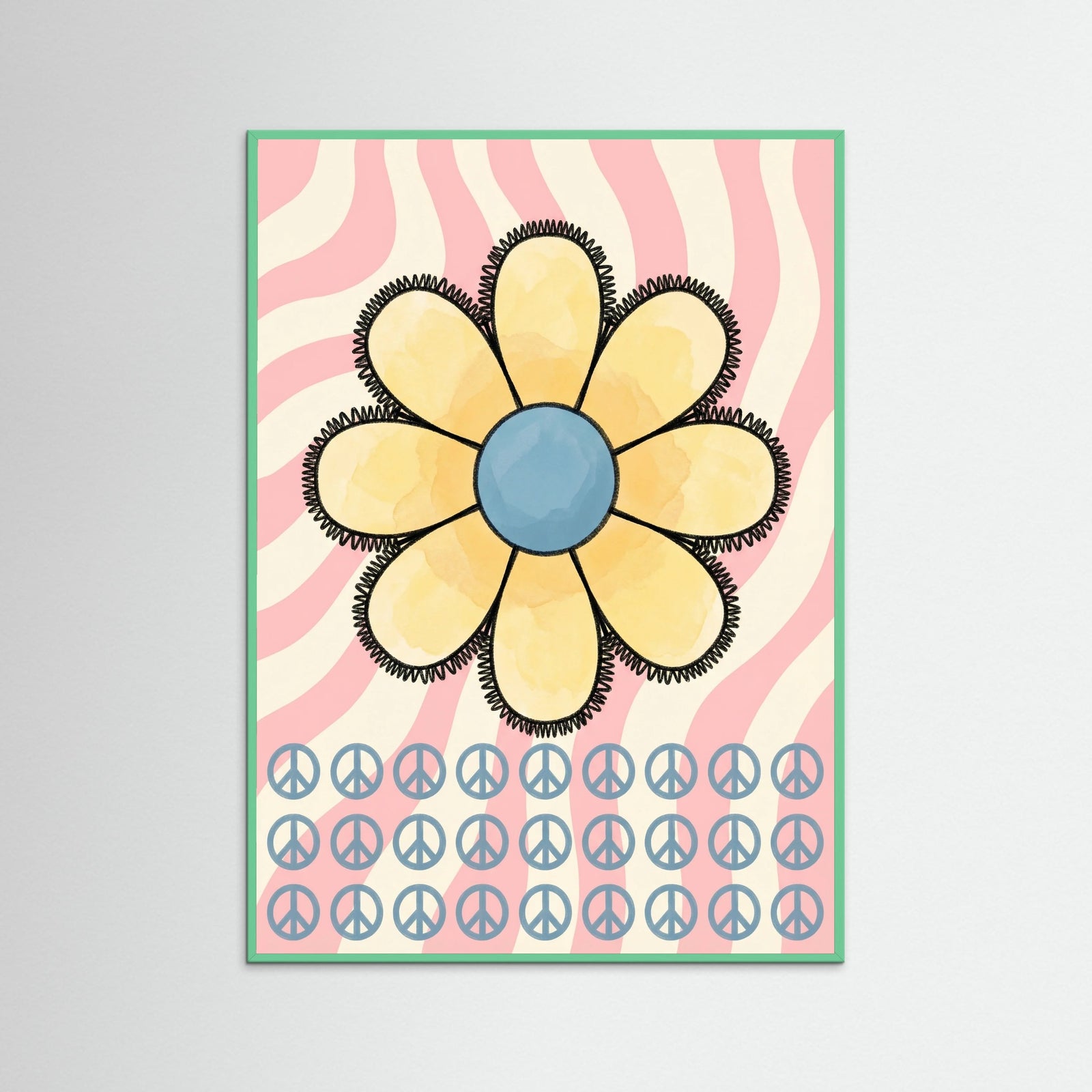 Mint Wood Smiling Checkerboard