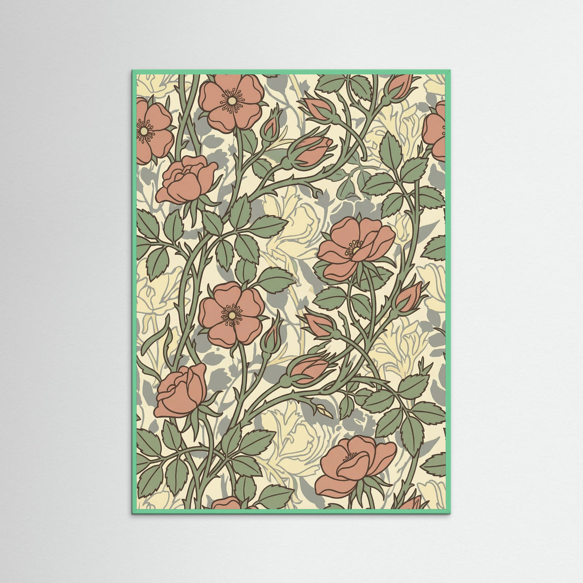 Mint Wood Soft Sunflower Pattern