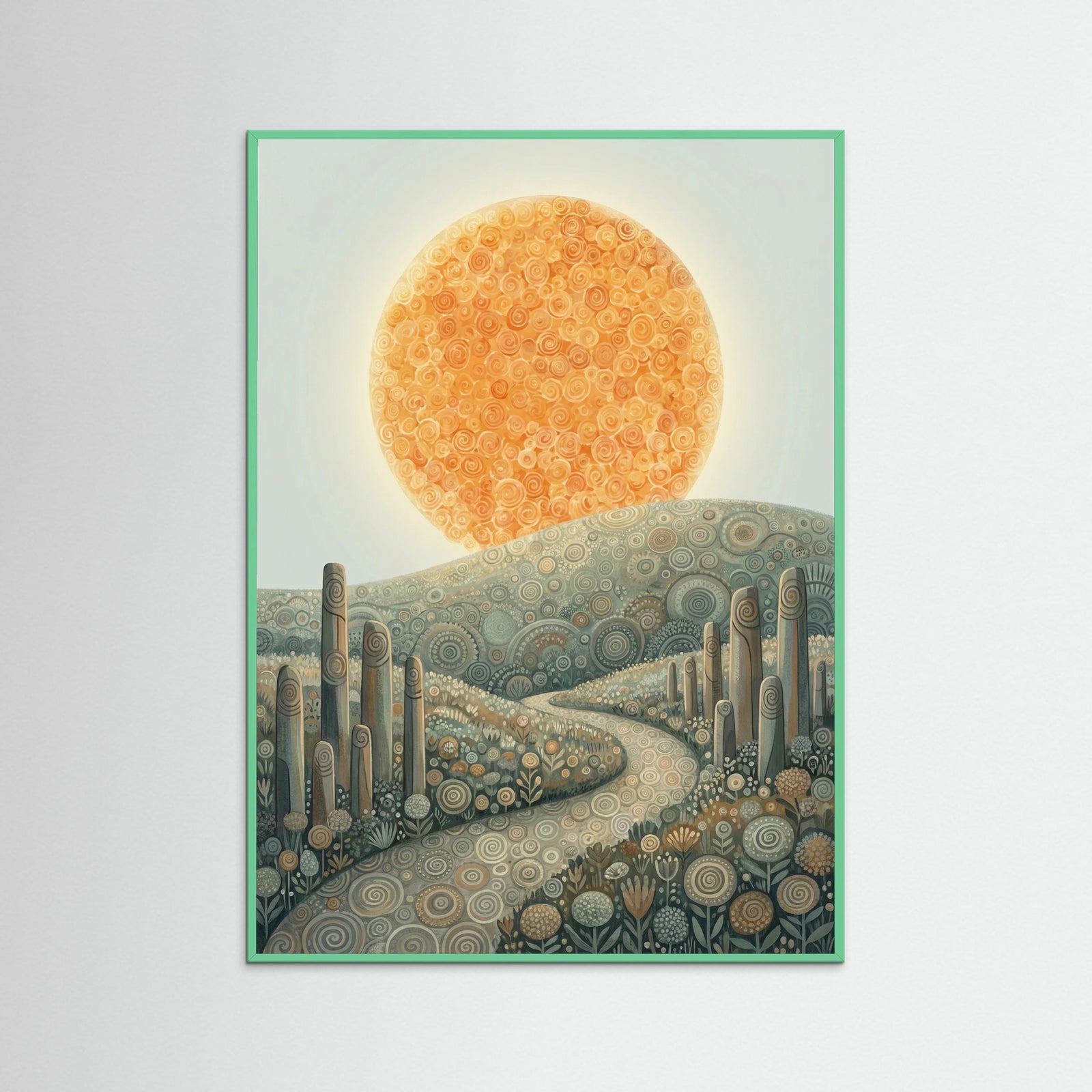 Mint Wood Spiral Sunset Landscape