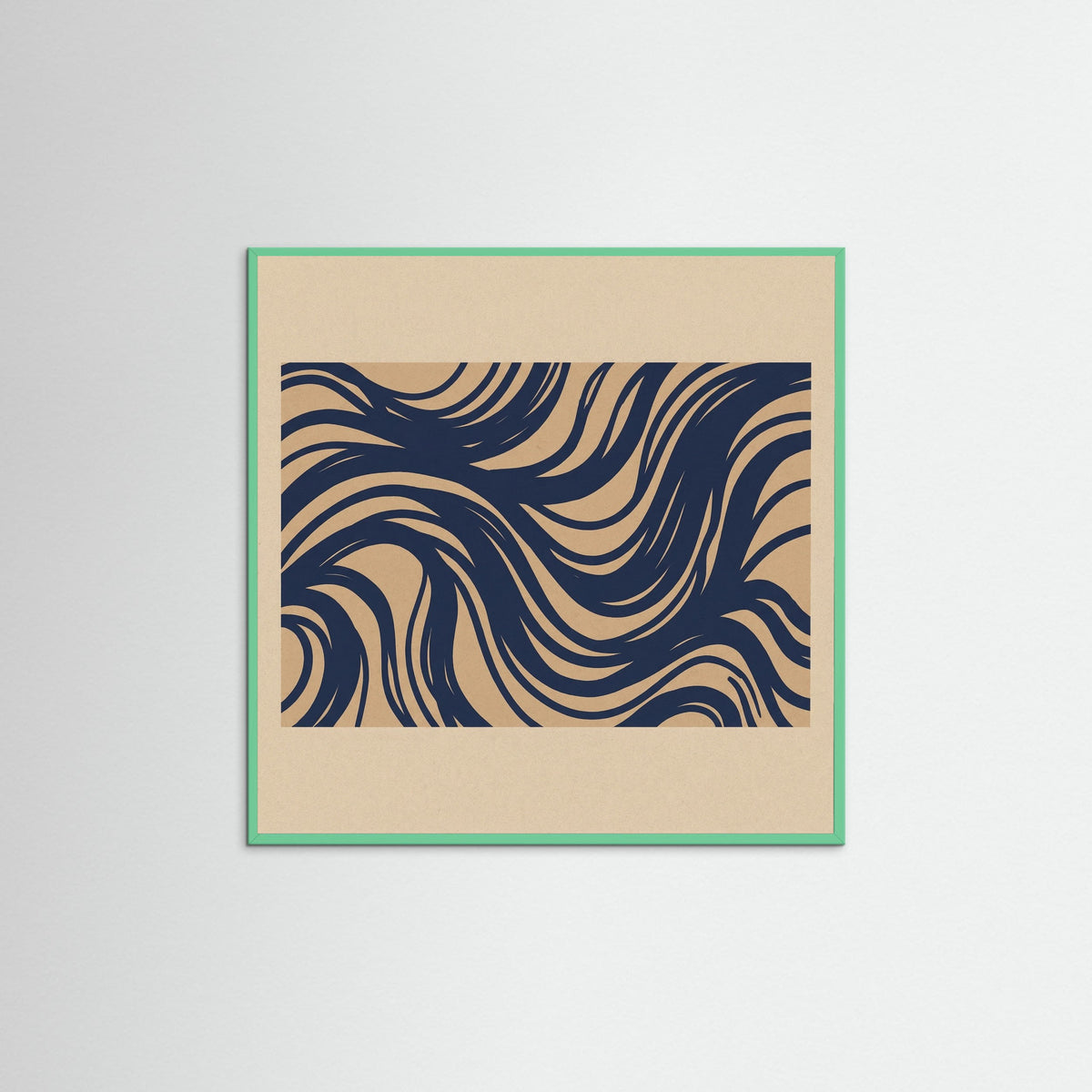 Mint Wood Square Abstract Currents