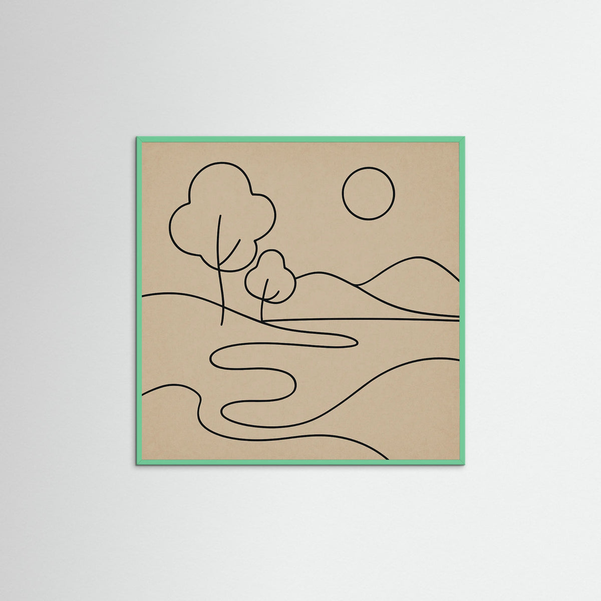 Mint Wood Square Abstract Embrace