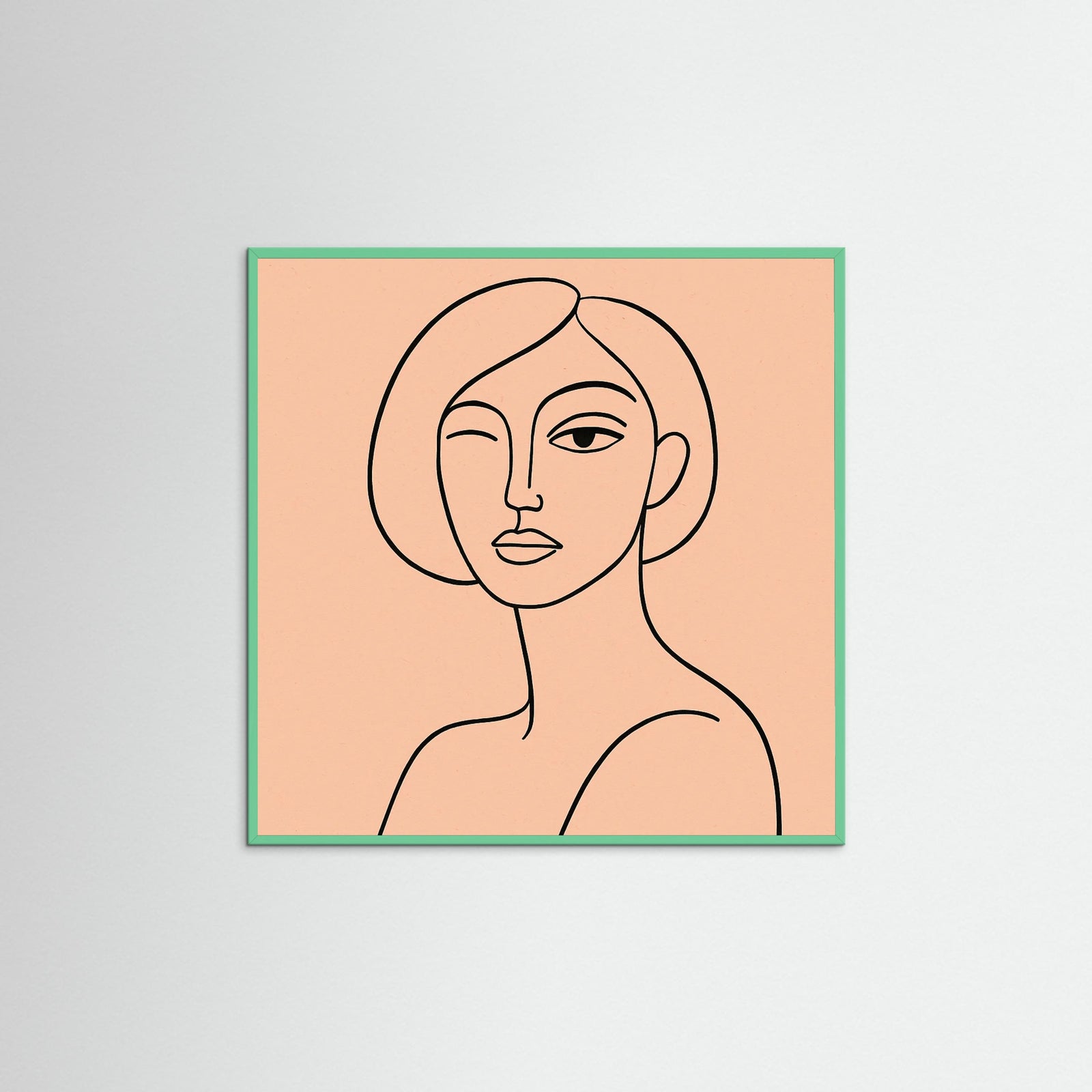 Mint Wood Square Abstract Eye