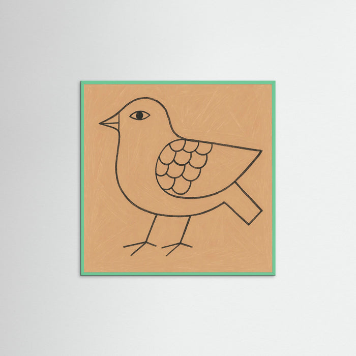 Mint Wood Square Abstract Face