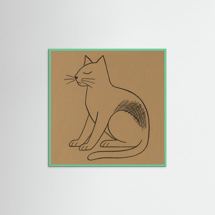 Mint Wood Square Abstract Line Portrait