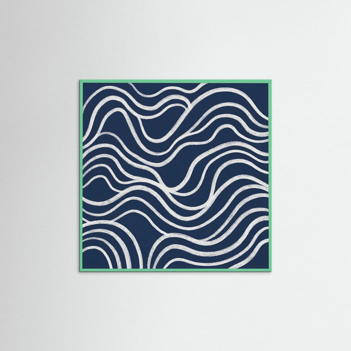Mint Wood Square Blue Contours