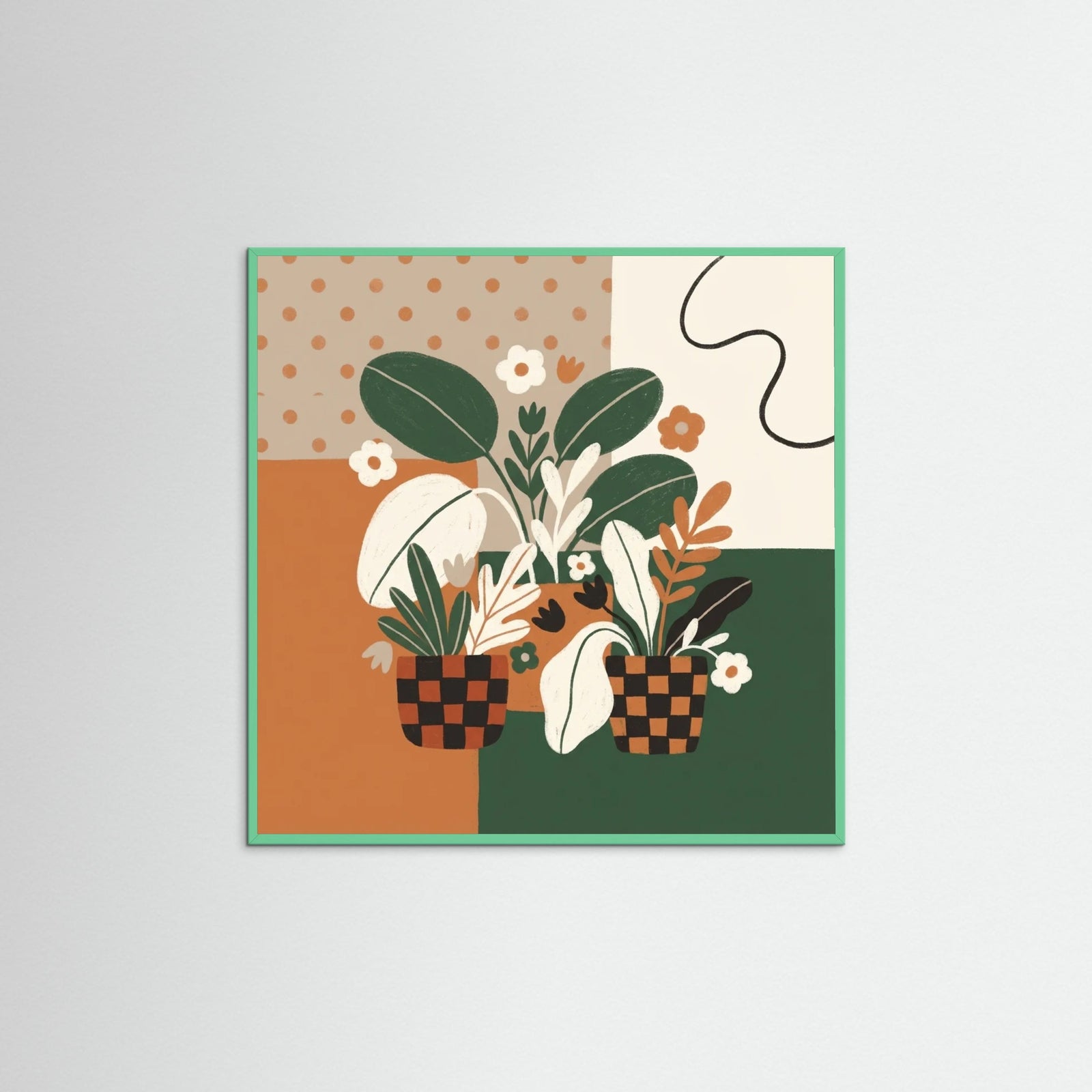 Mint Wood Square Boho Bloom