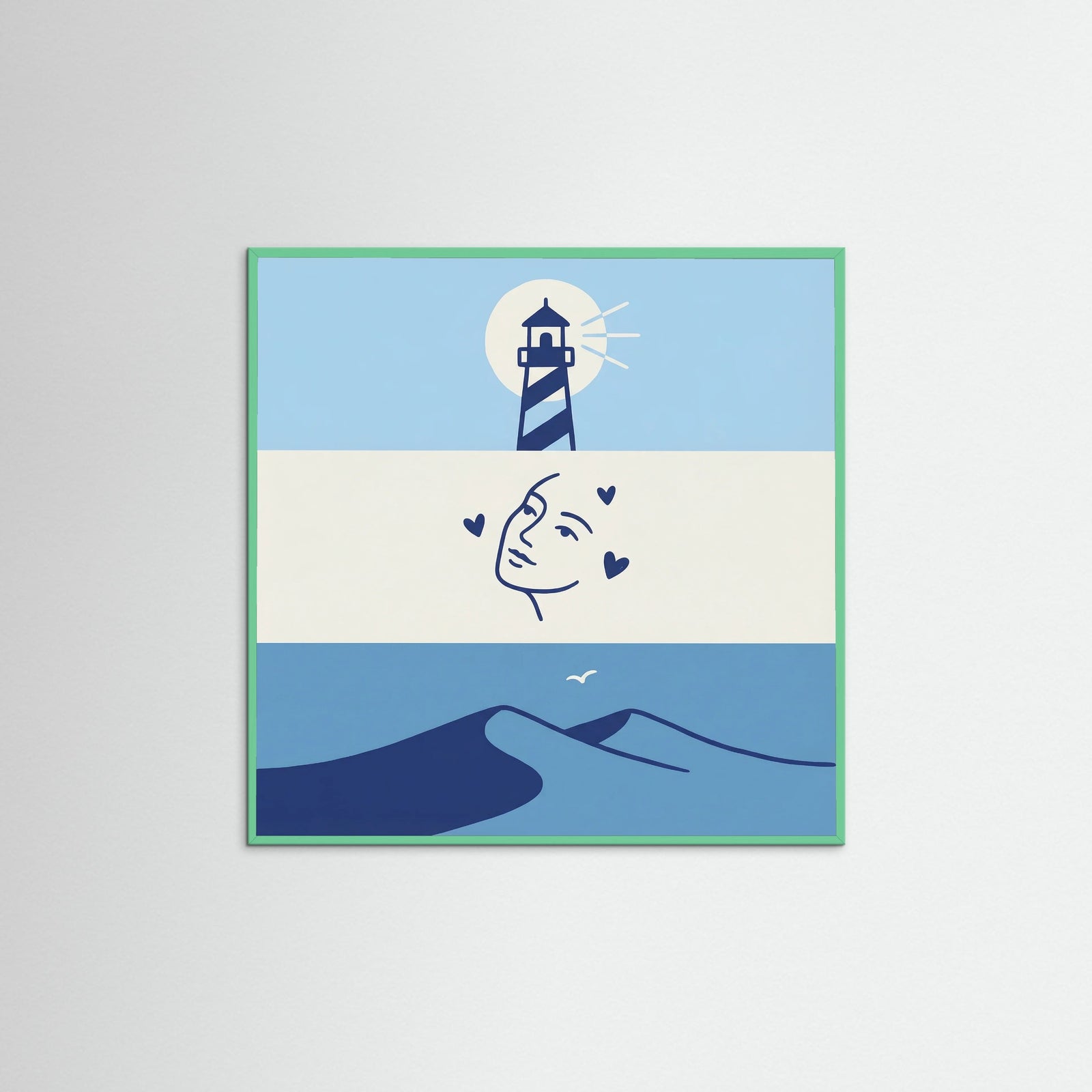 Mint Wood Square Coastal Grid Medley