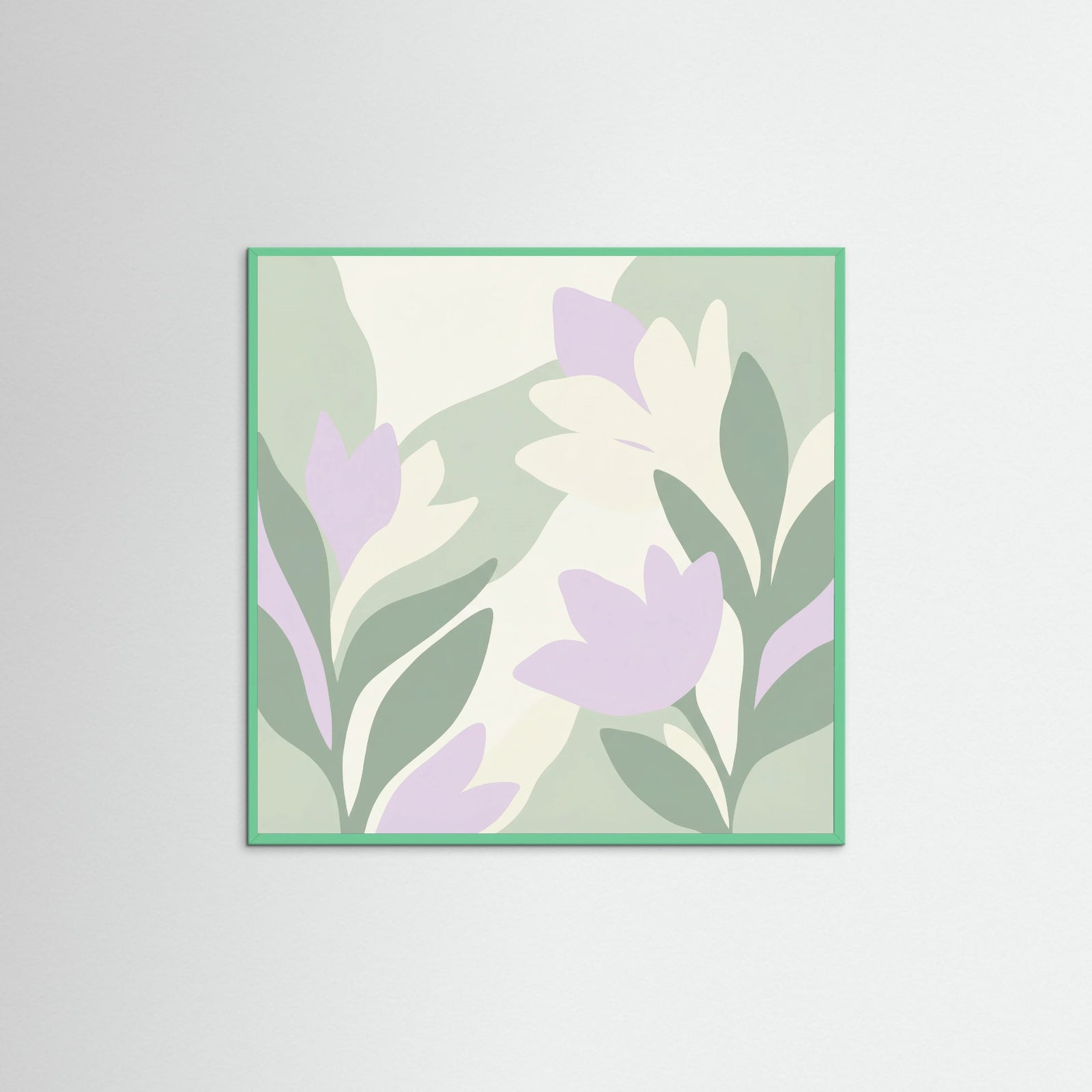 Mint Wood Square Coral Bloom