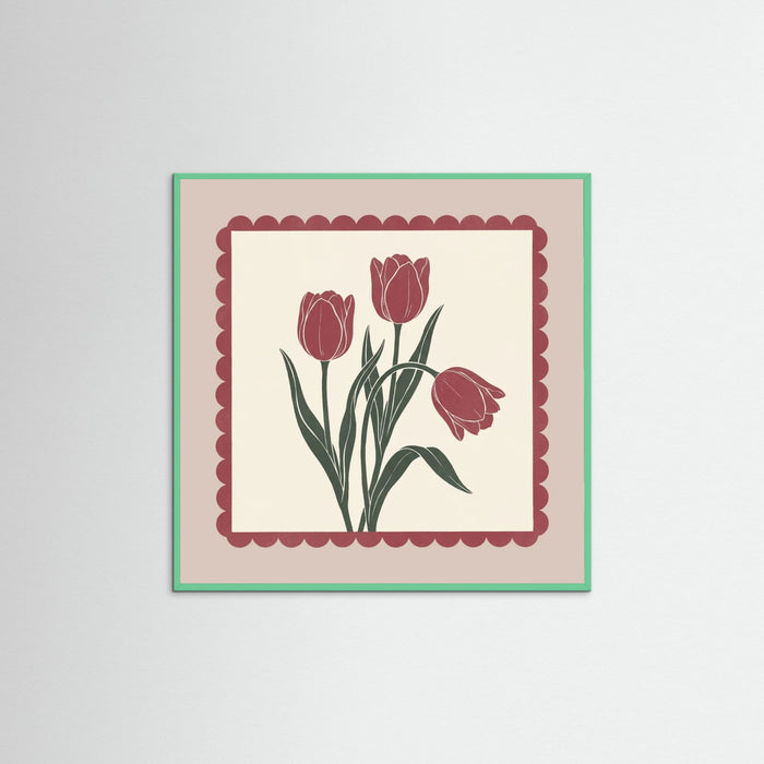 Mint Wood Square Crimson Bloom