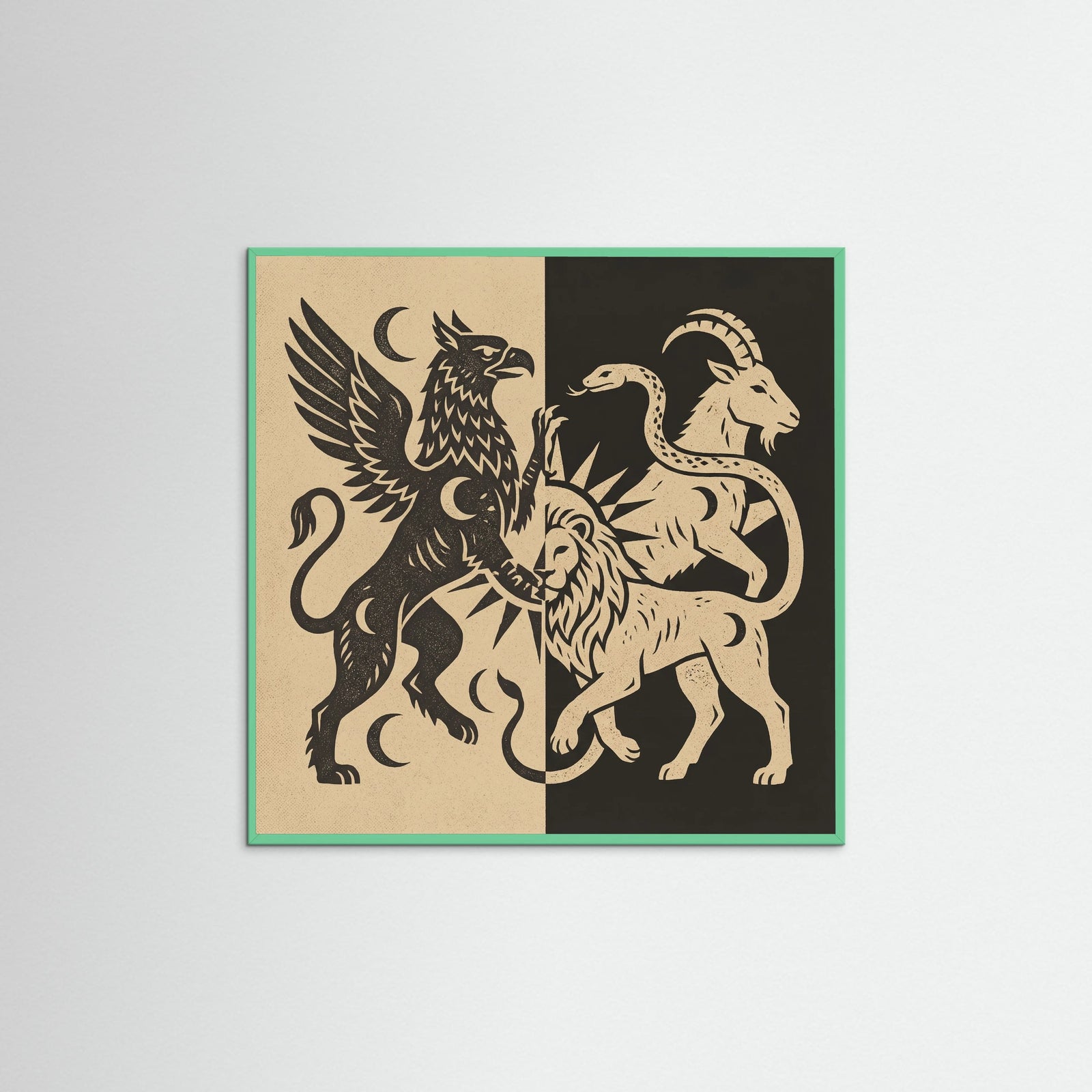 Mint Wood Square Equine Duality