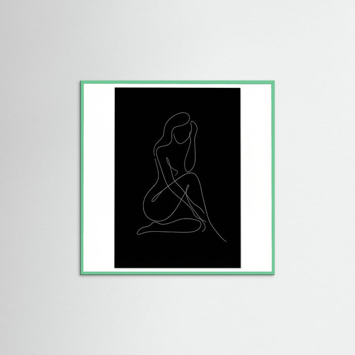 Mint Wood Square Fluid Contours Black