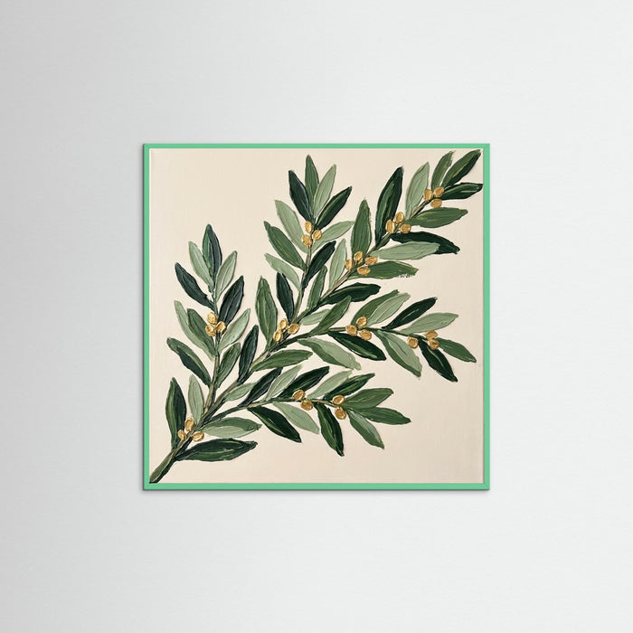 Mint Wood Square Gilded Wreath