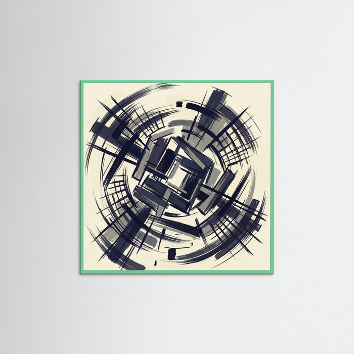 Mint Wood Square Midnight Grid