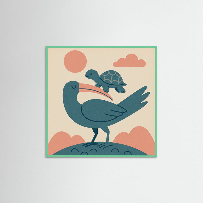 Mint Wood Square Mother Child Cloud