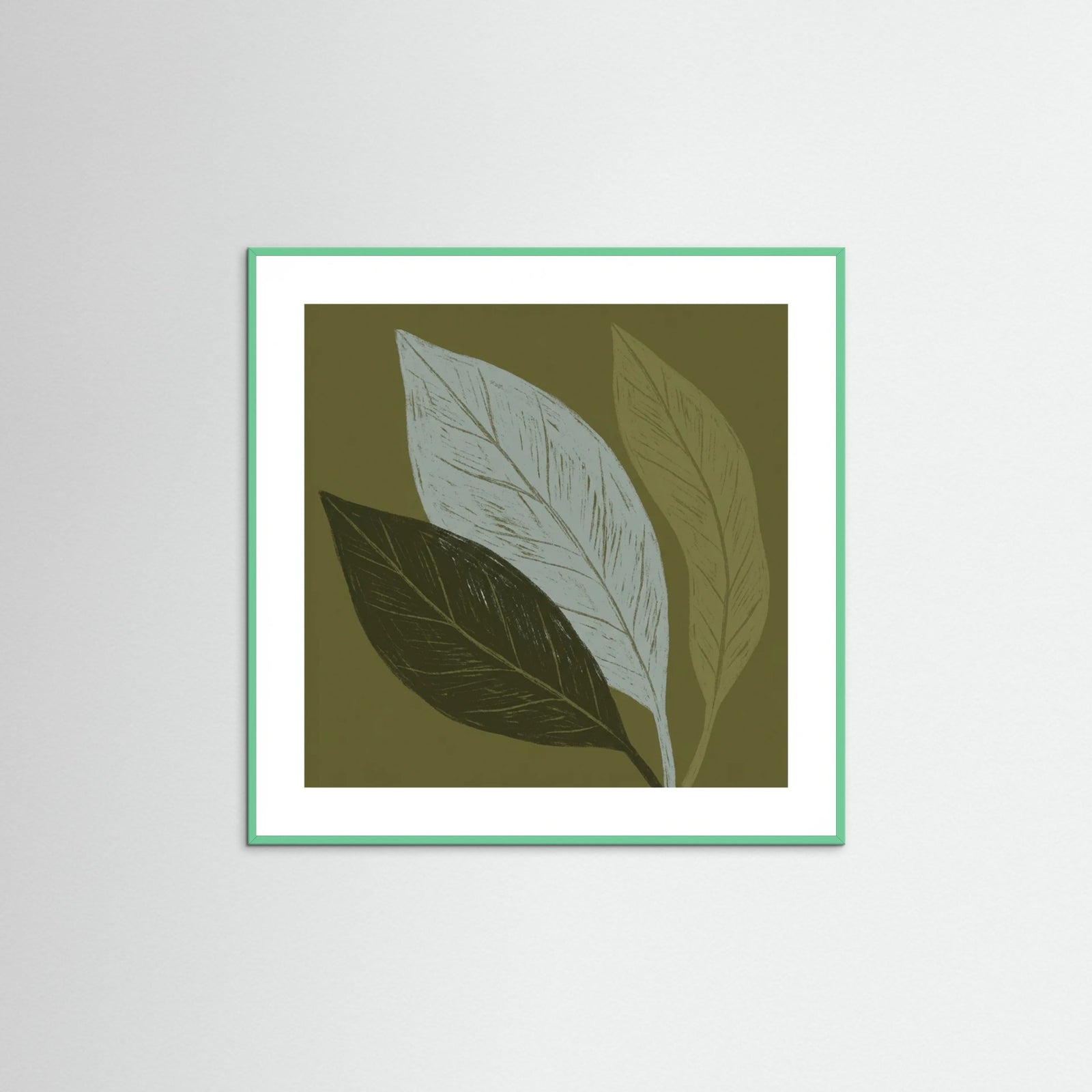 Mint Wood Square Muted Bloom