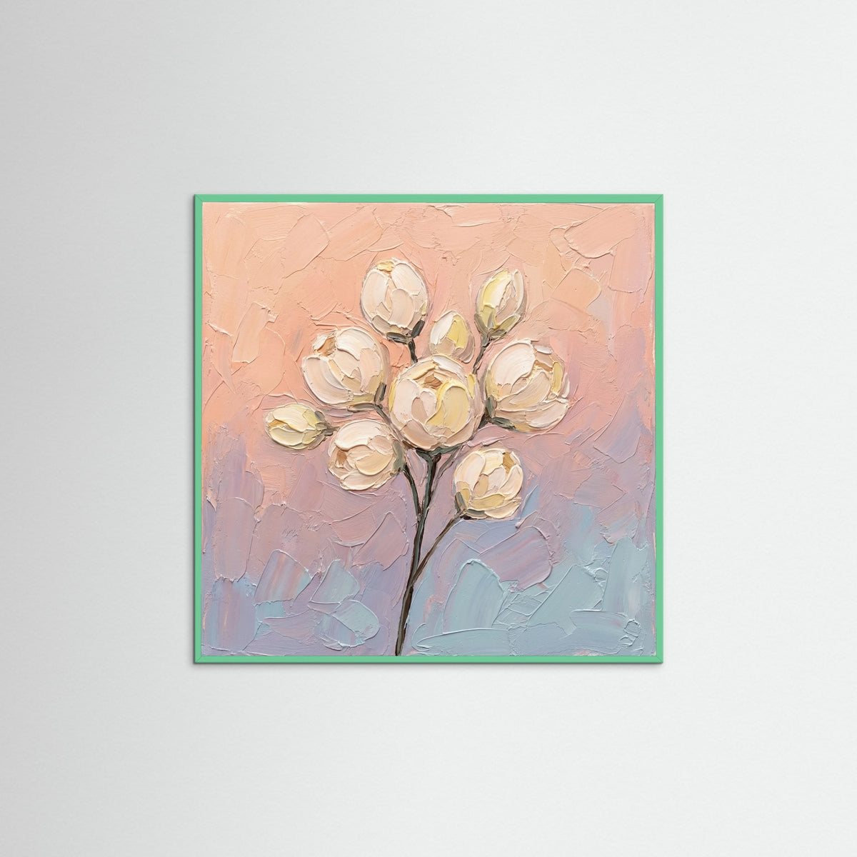 Mint Wood Square Pastel Bloom Serenity