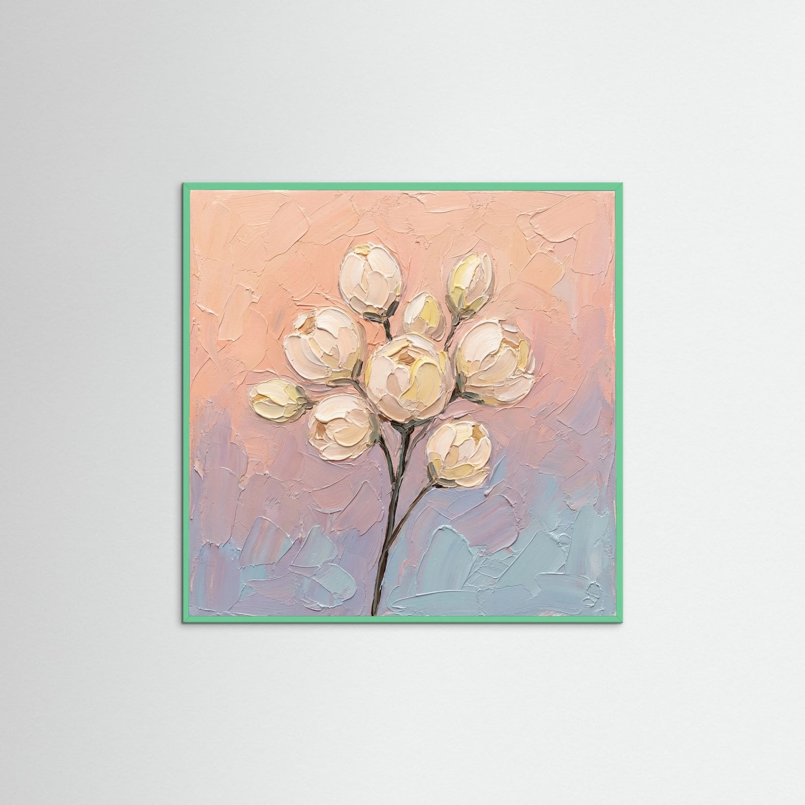 Mint Wood Square Pastel Bloom Serenity
