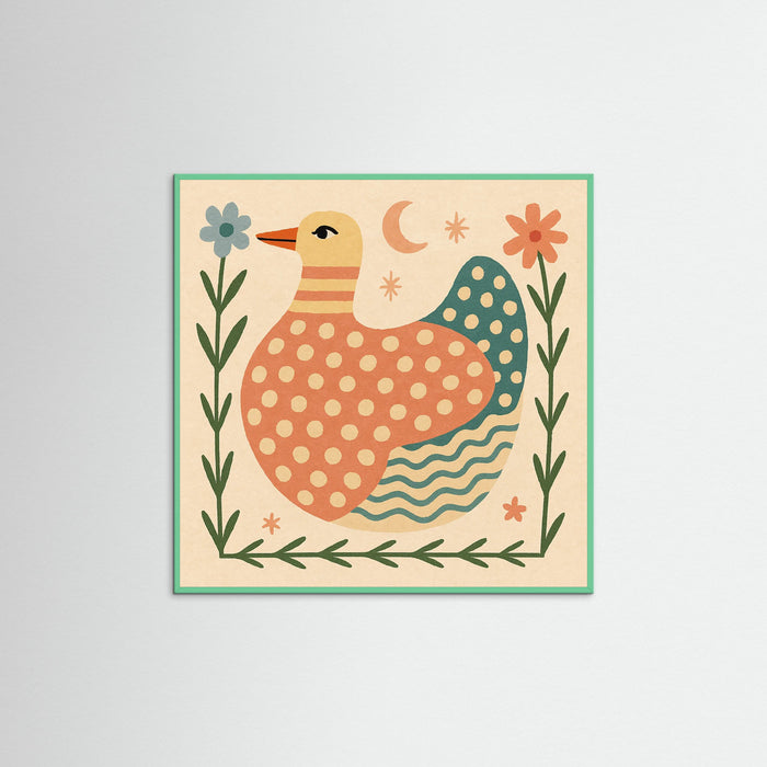 Mint Wood Square Patterned Duck