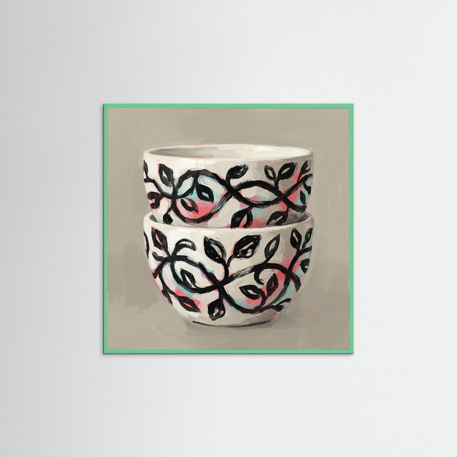 Mint Wood Square Patterned Vessel Bloom