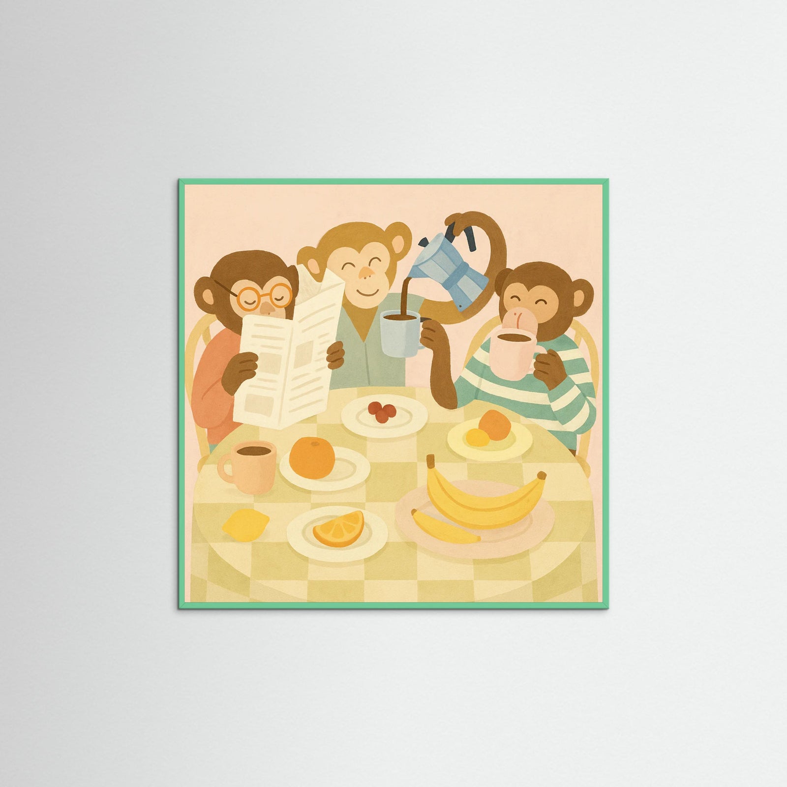 Mint Wood Square Playful Coffee Club