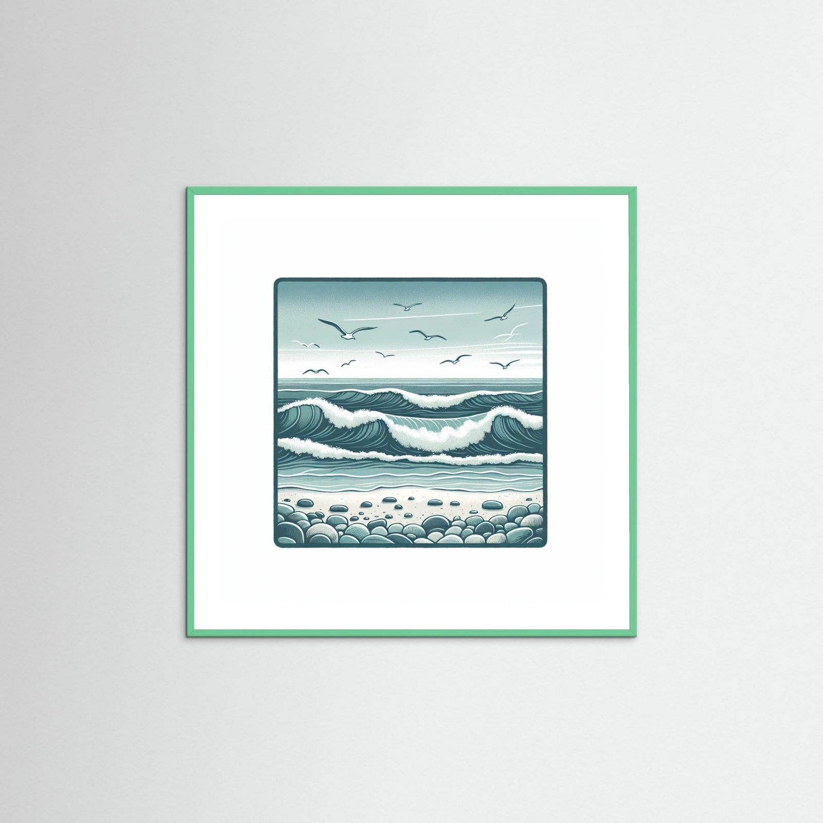 Mint Wood Square Silent Waves