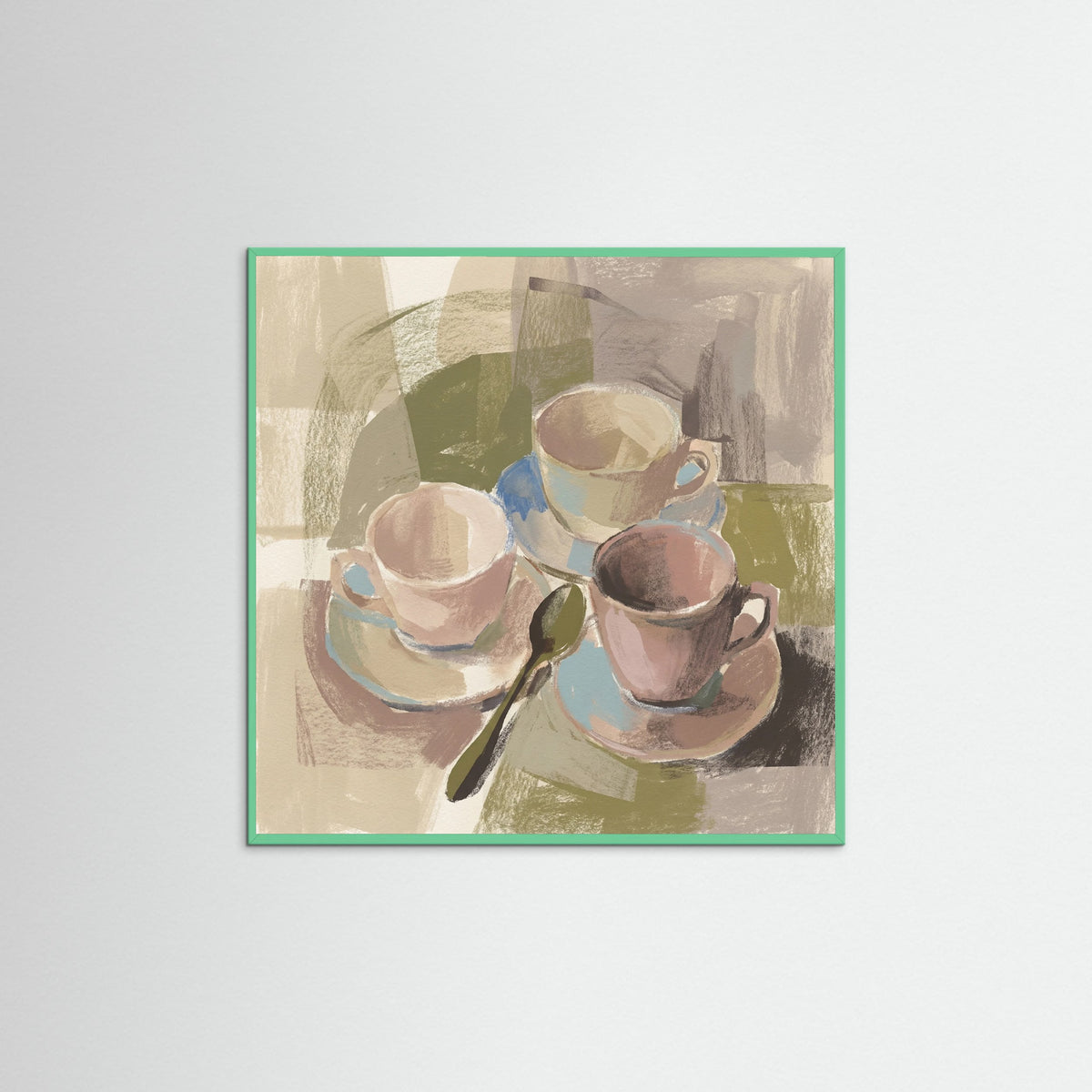 Mint Wood Square Still Life Composition