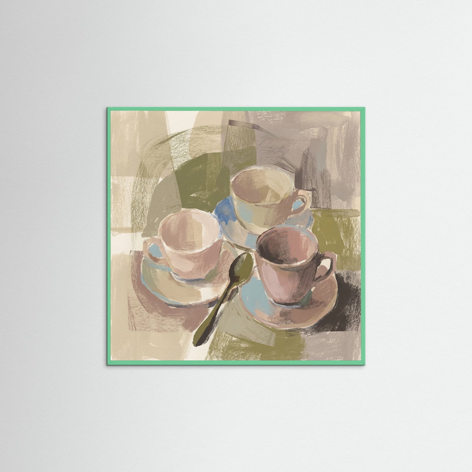 Mint Wood Square Still Life Composition